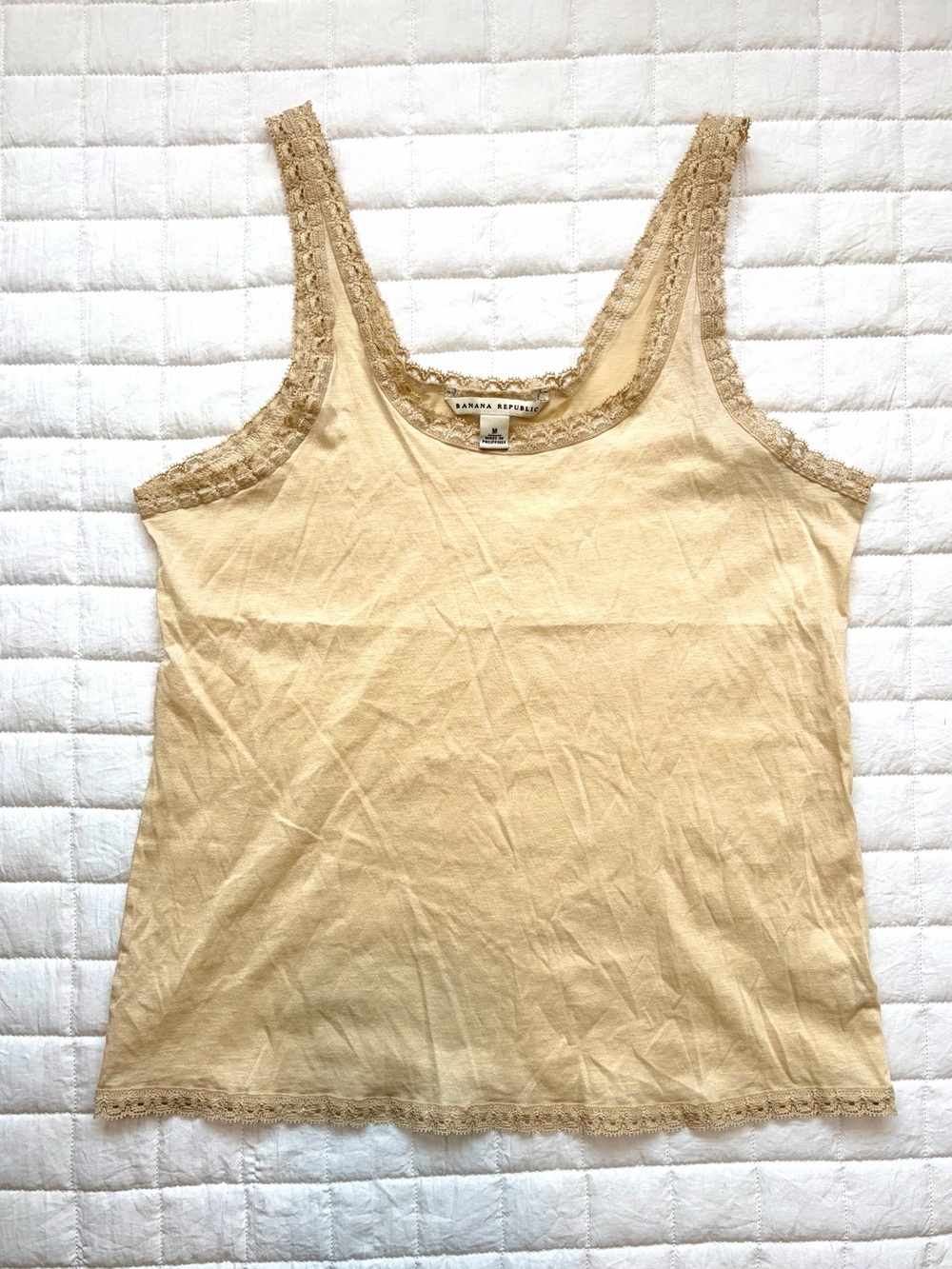 VTG 90s Banana Republic Women's Ivory/Cream Tank Top 100% Cotton Size M